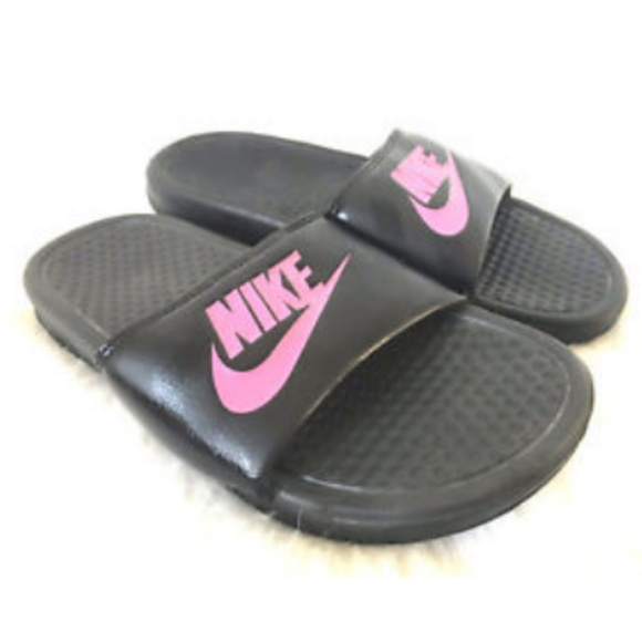 nike benassi black pink